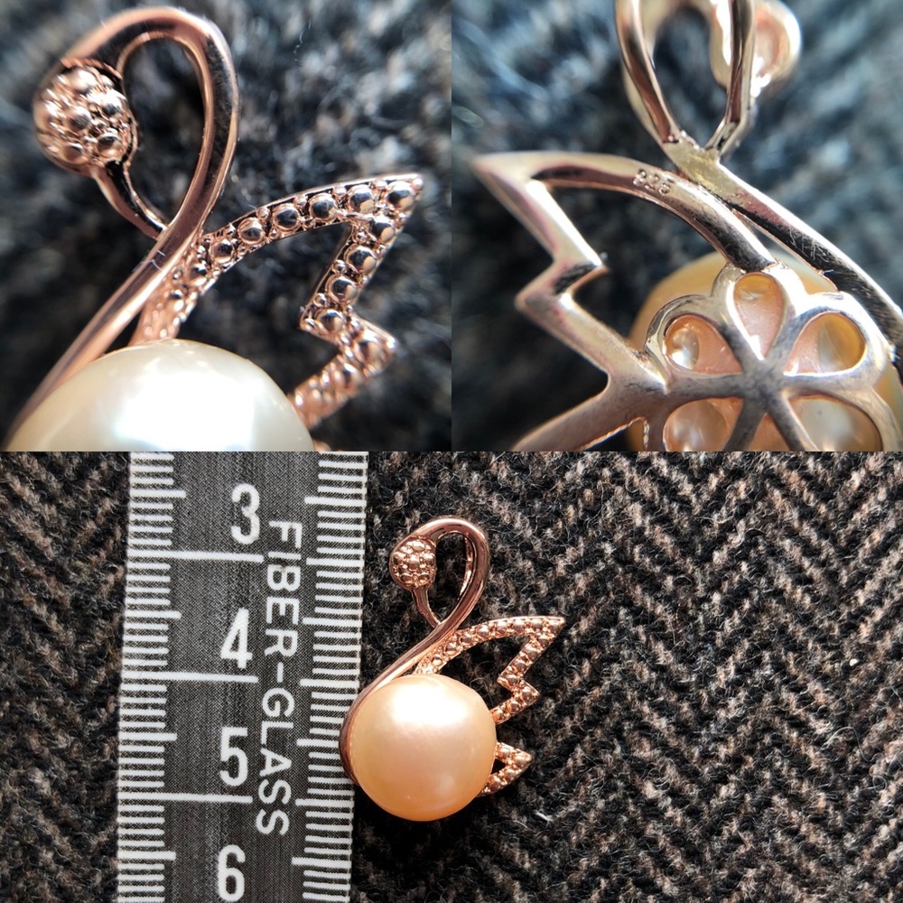 2/$30 Freshwater Pearl Swan Rose Gold Pendant